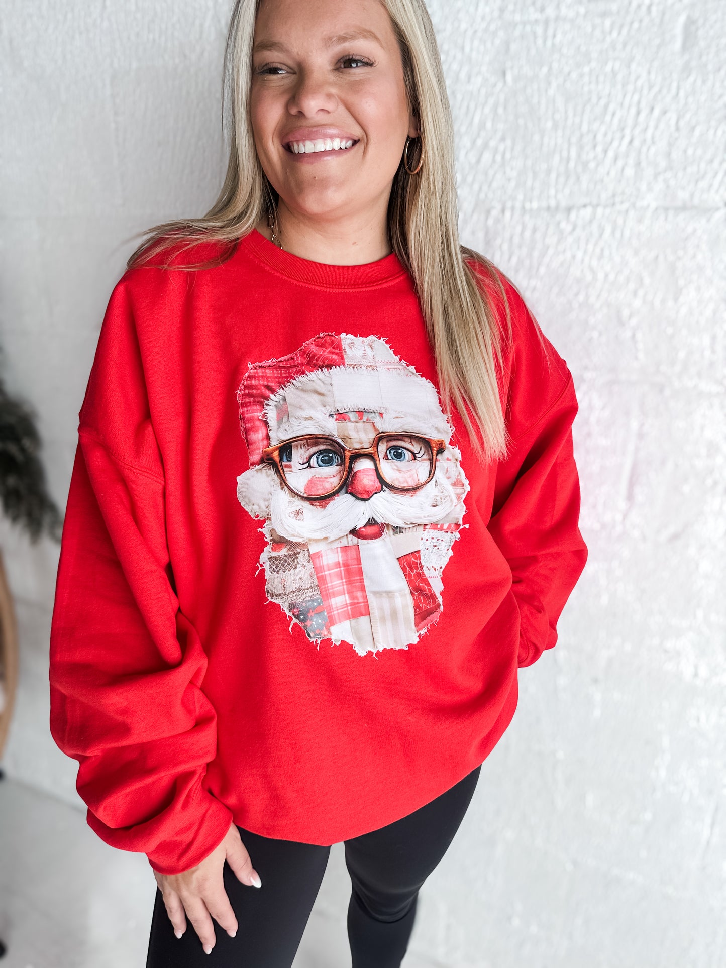 WHOLESALE Quilted Santa Red Sweatshirt
