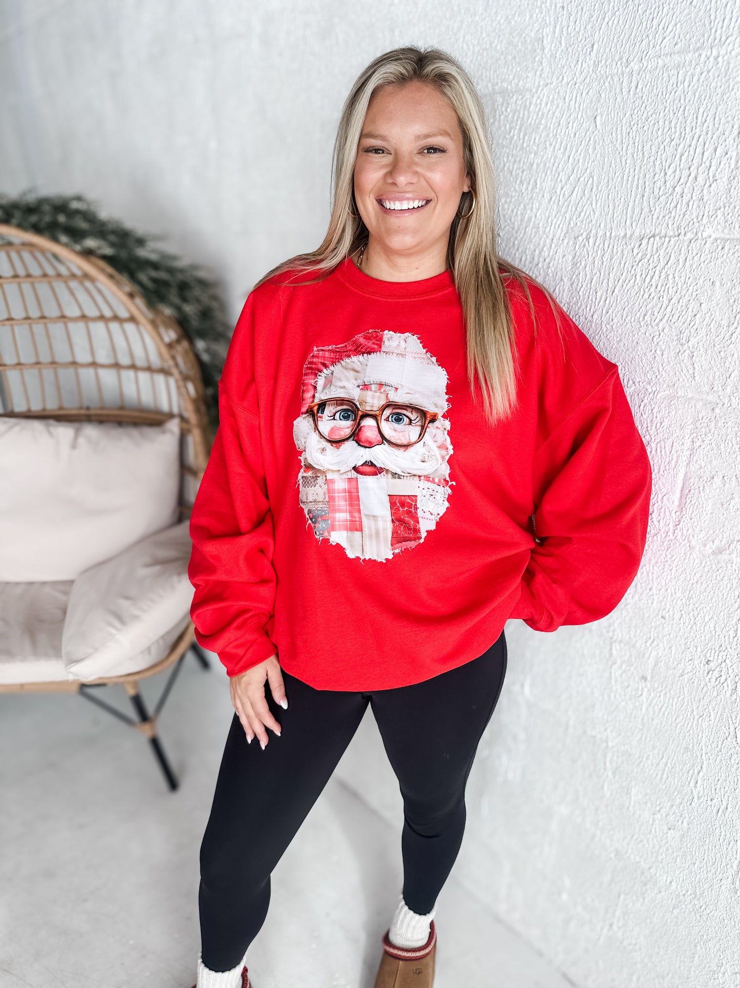 WHOLESALE Quilted Santa Red Sweatshirt