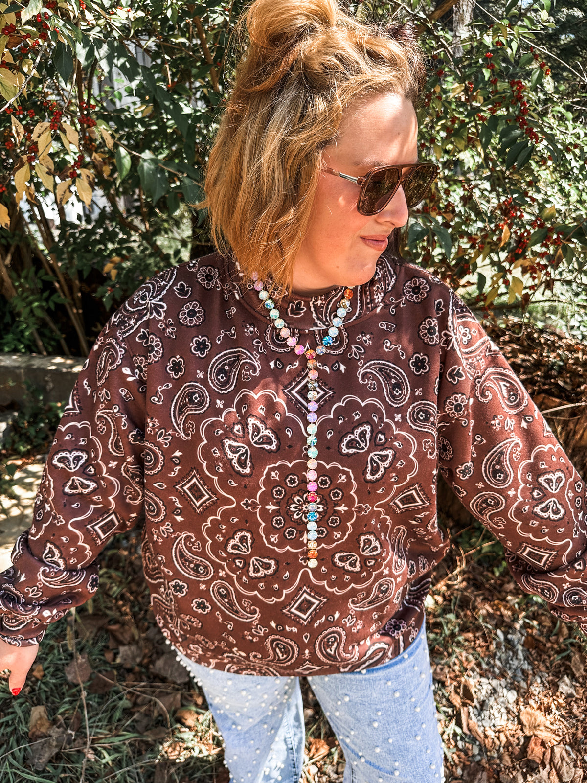 Brown Bandana Mockneck