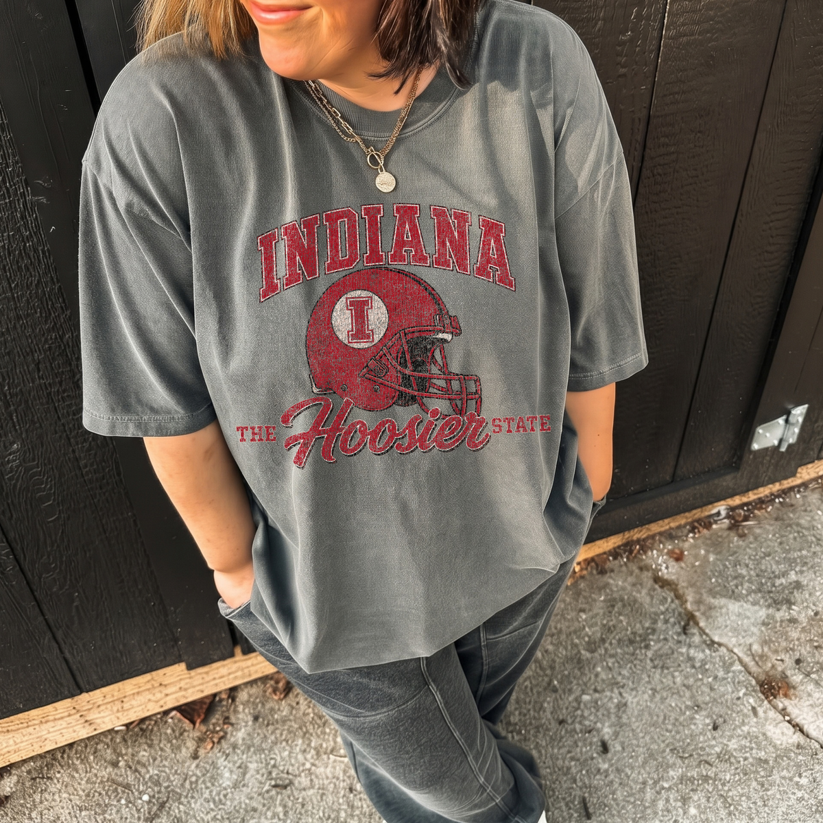 Vintage Indiana Hoosier State- Pepper Tee
