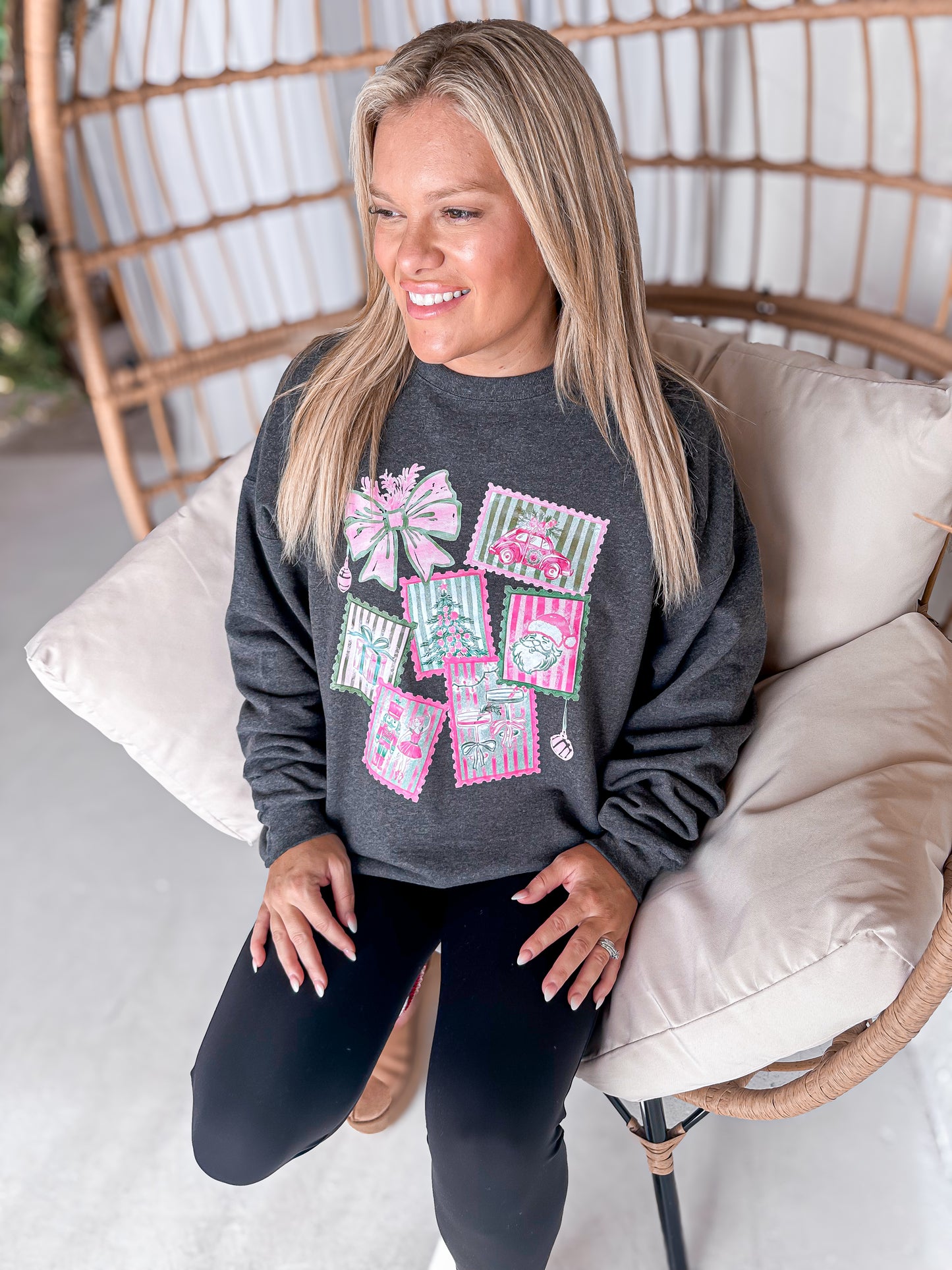 Preppy Pink Stamp Sweatshirt
