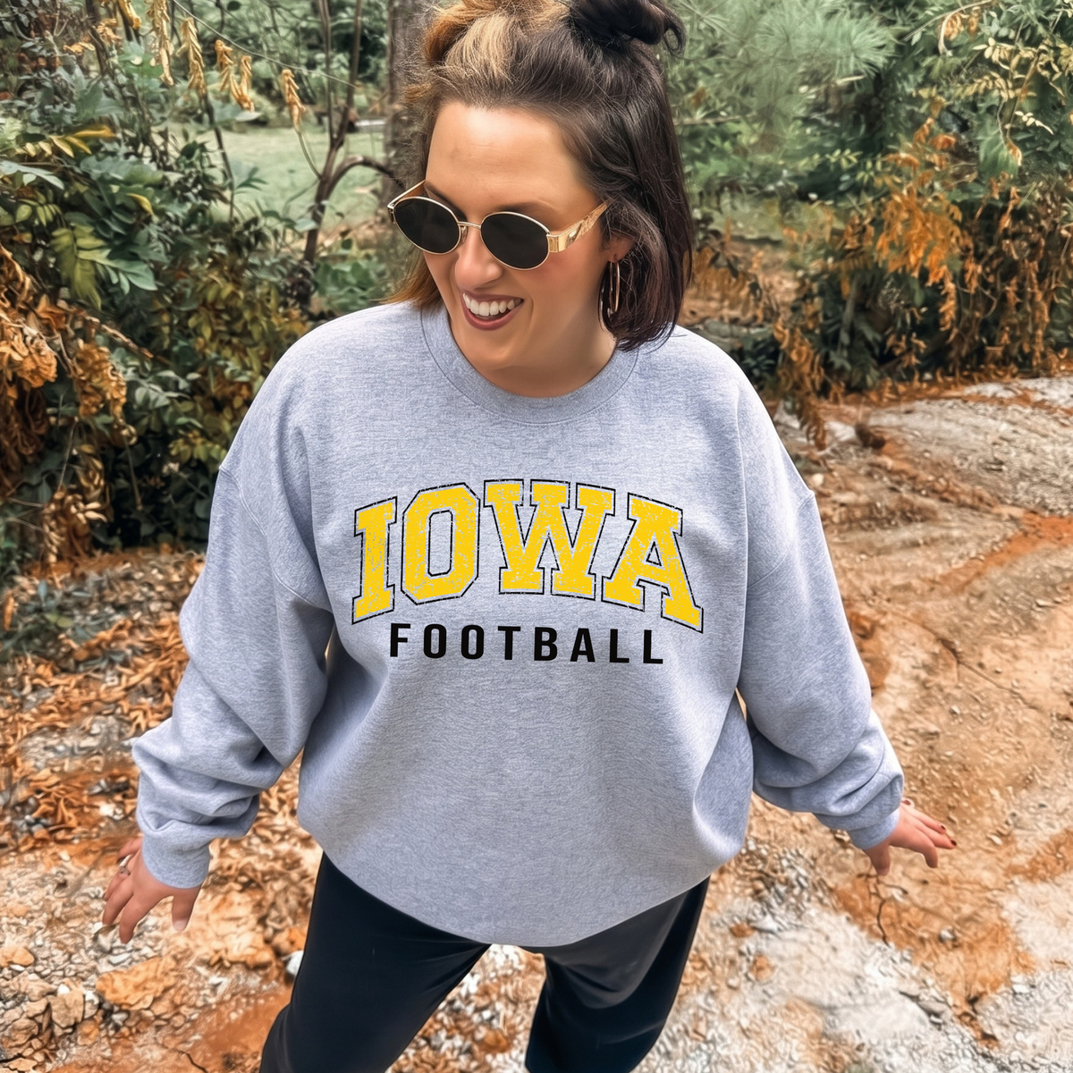 Classic Iowa Football Arch-Sport Gray Sweatshirt