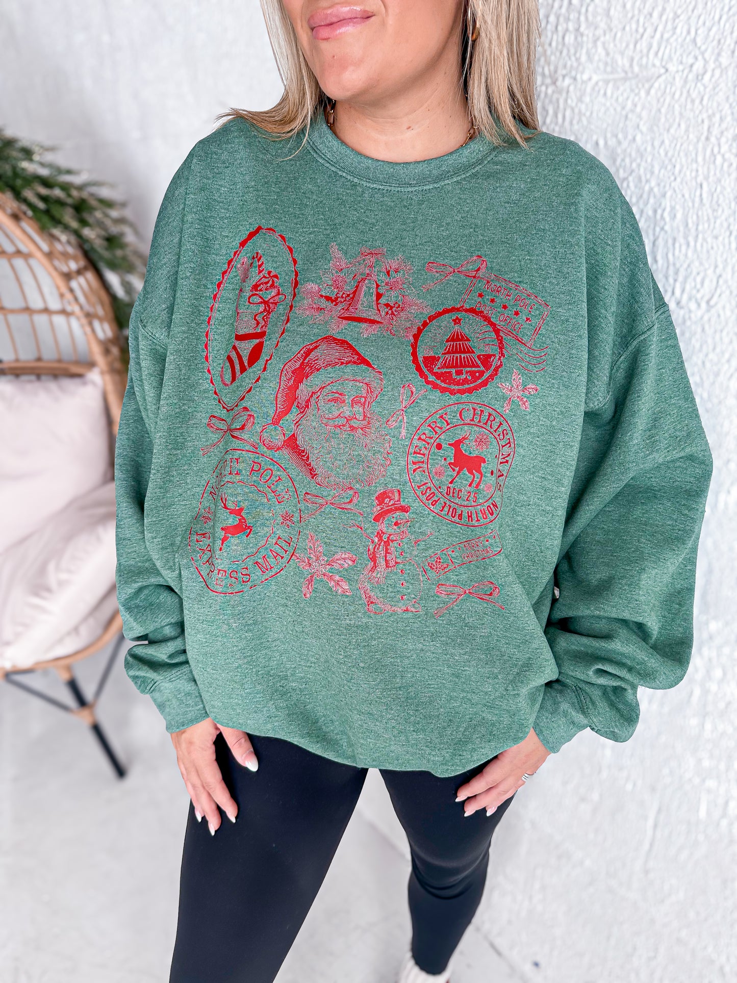Christmas Postage Green Sweatshirt