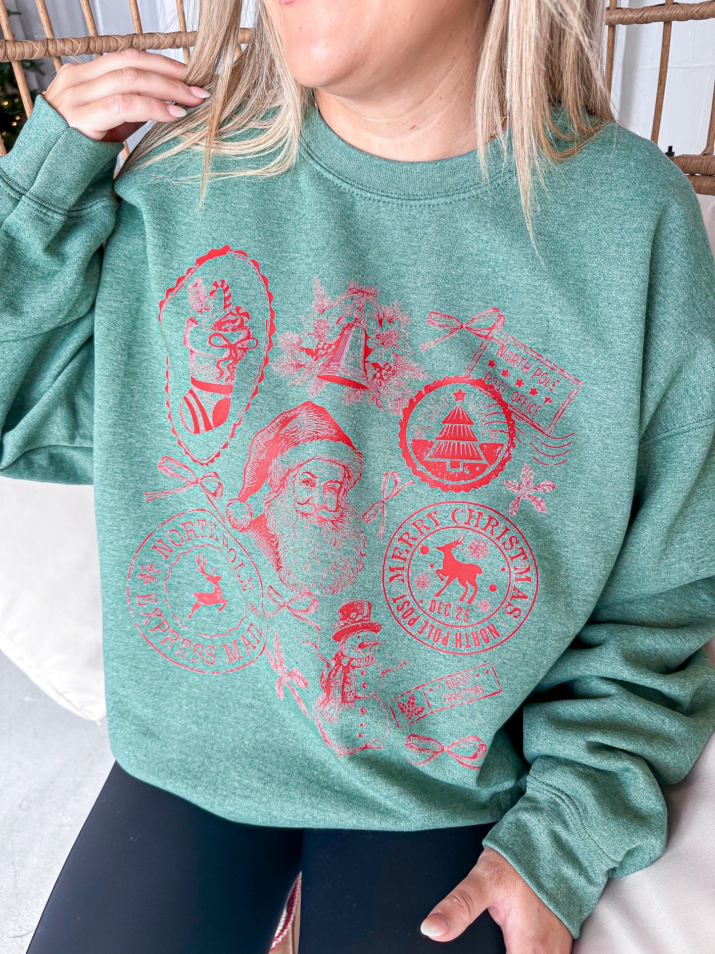 Christmas Postage Green Sweatshirt