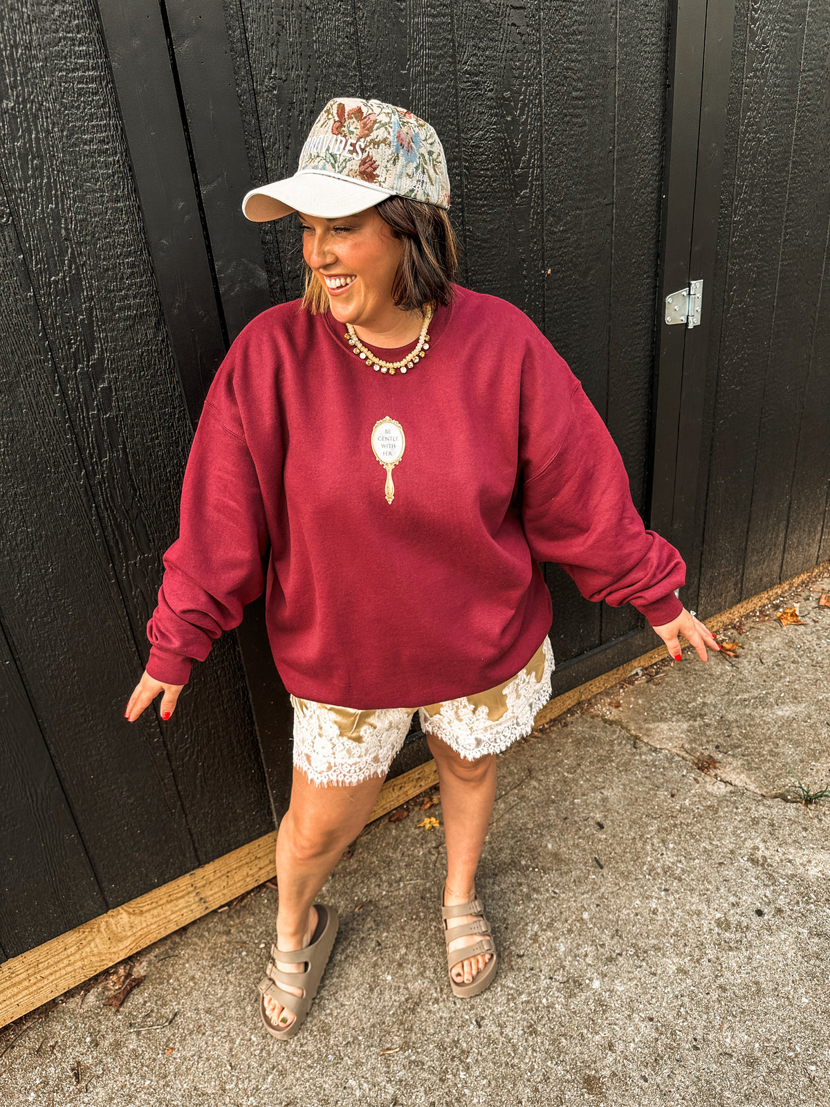 Be Gentle With Her- maroon sweatshirt