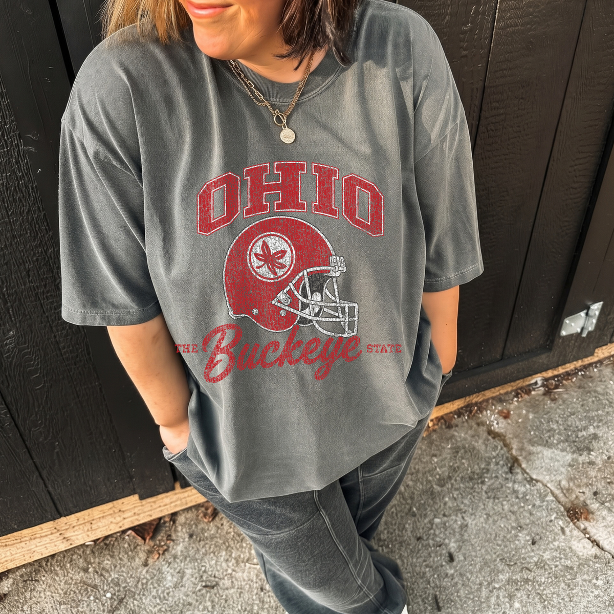 Vintage Ohio Buckeye State- Pepper Tee