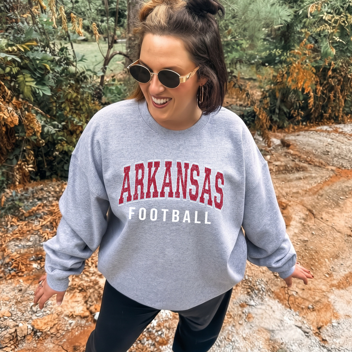 Classic Arkansas Football Arch-Sport Gray Sweatshirt