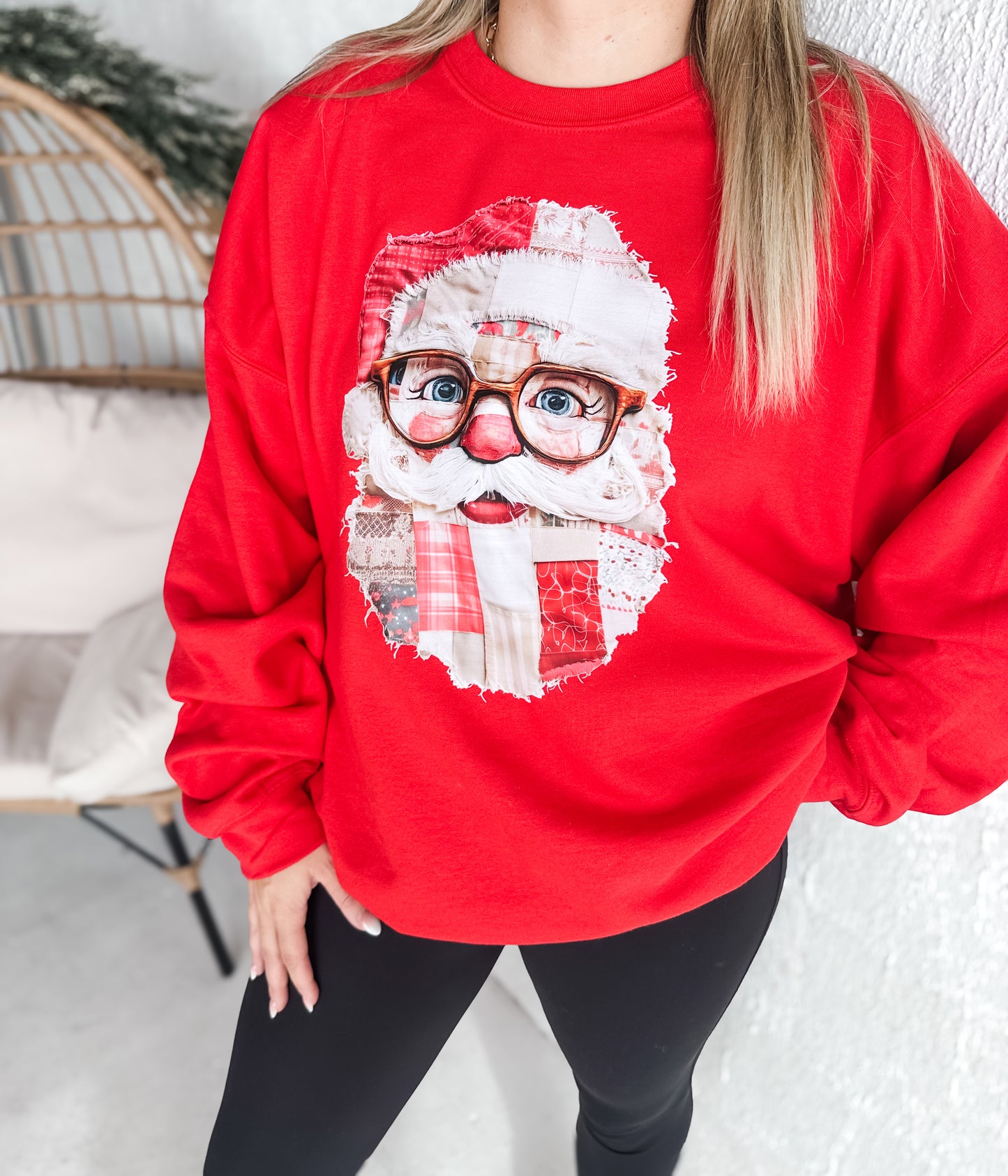 WHOLESALE Quilted Santa Red Sweatshirt