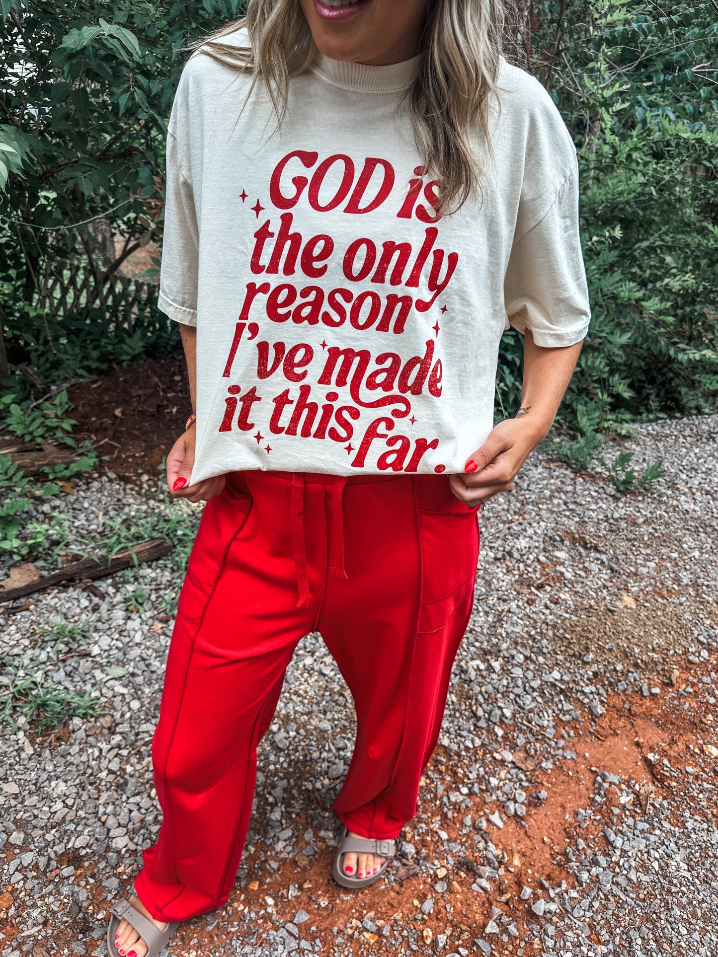 Relaxed Barrel Pants- RED