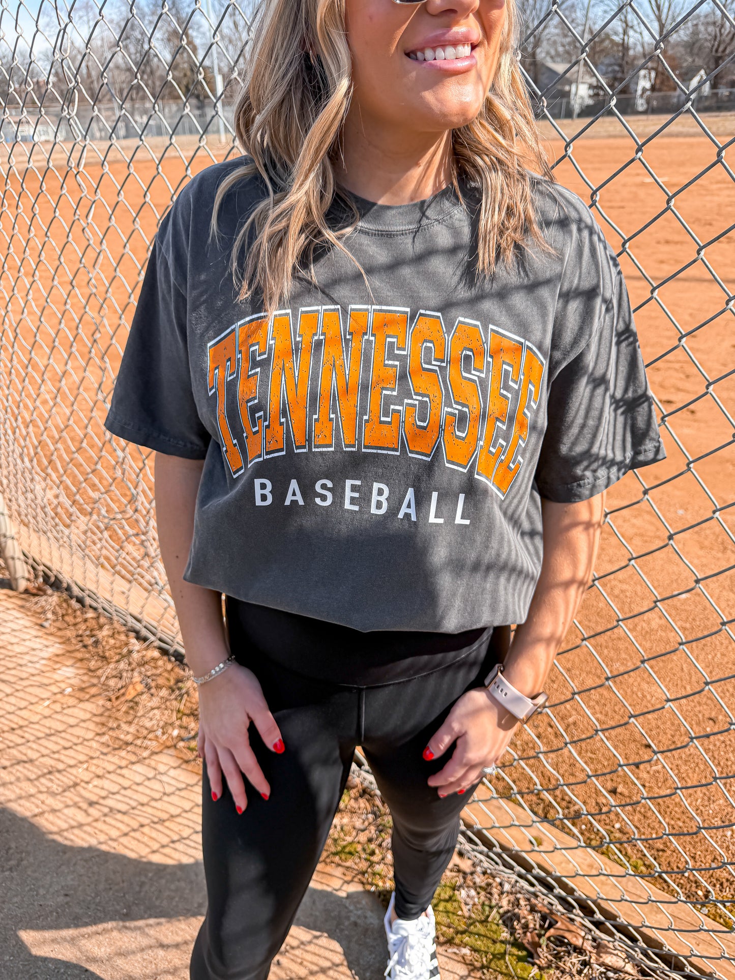Classic Tennessee Baseball Arch - pepper tee