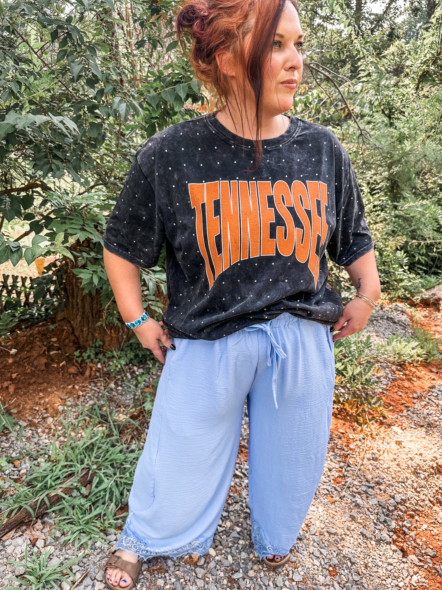 Comfy Chic Lace Balloon Pants- Blue