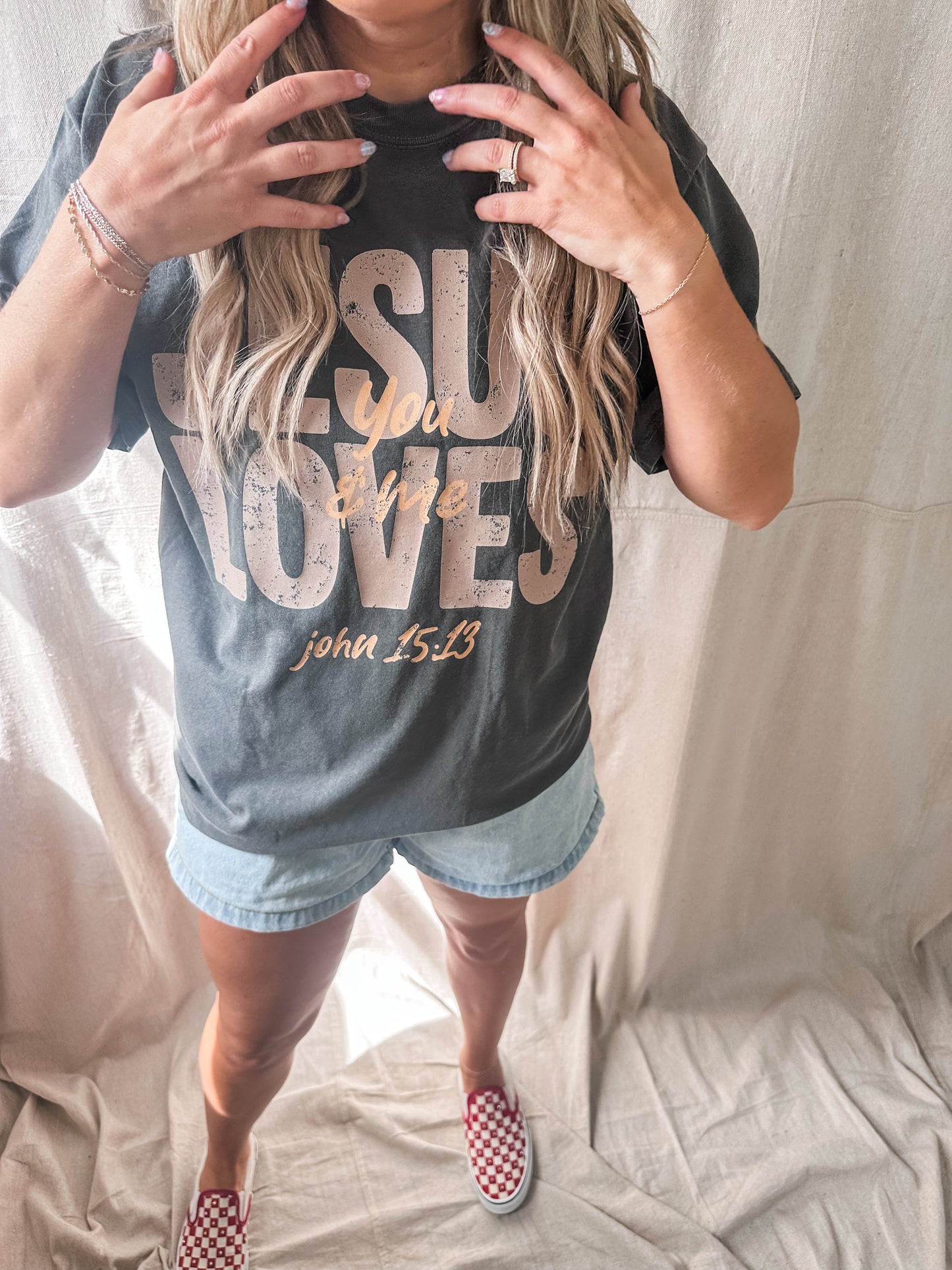 Jesus Loves You and Me- Pepper Tee