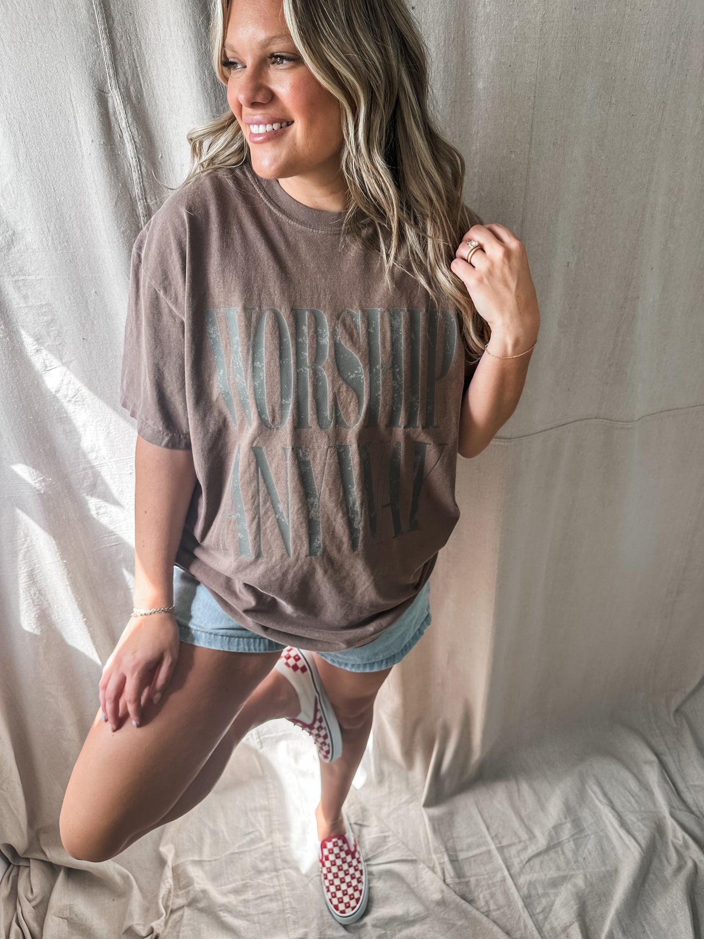 Worship Anyway- Brown Tee