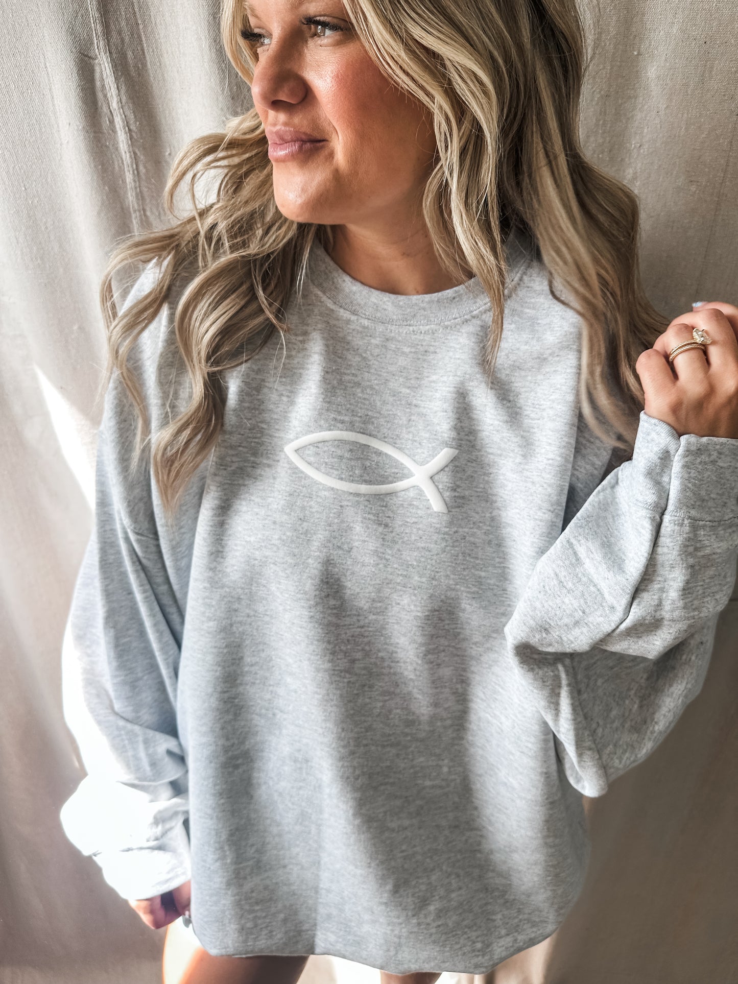 Jesus Fish- Ash Sweatshirt