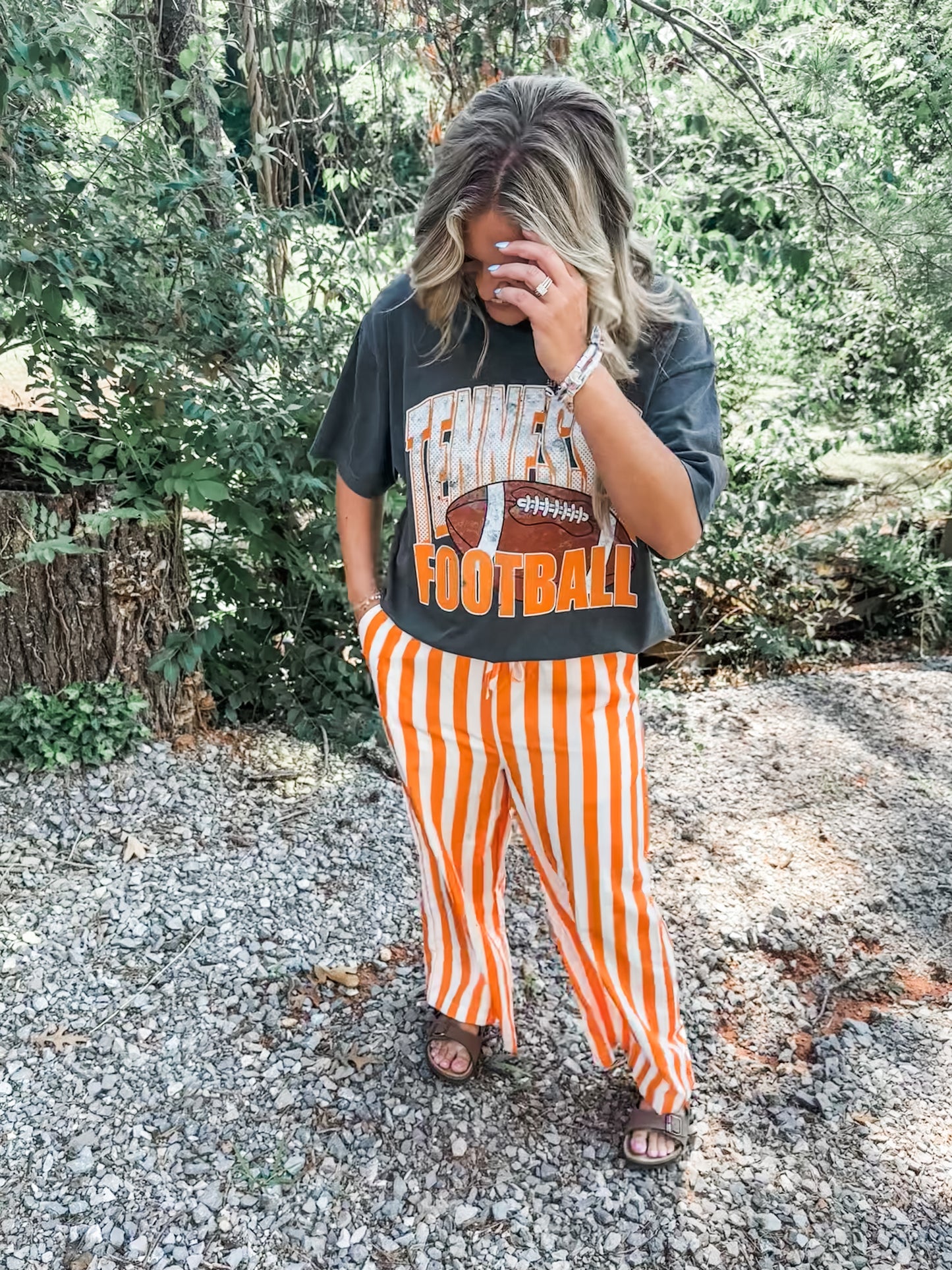 Orange and White Striped Pants