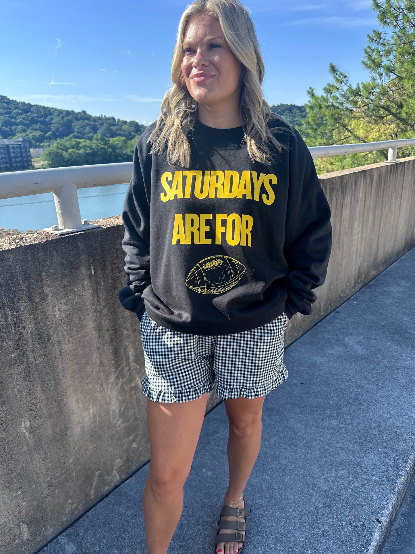 Saturdays are for Football YELLOW- Black Sweatshirt