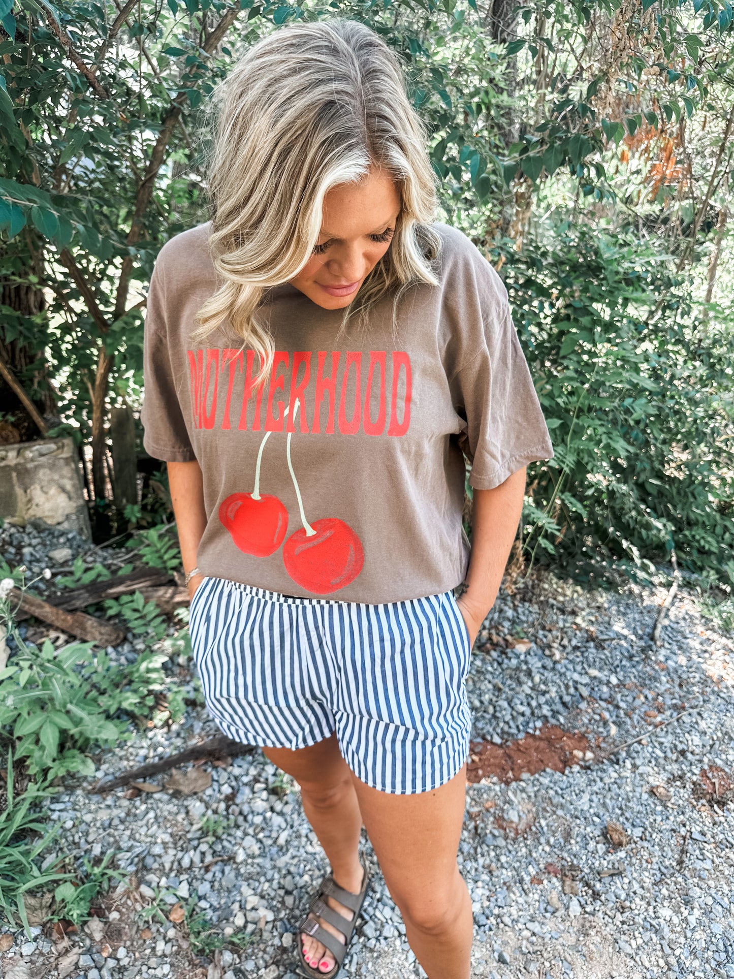Motherhood is Sweet- Brown Graphic Tee