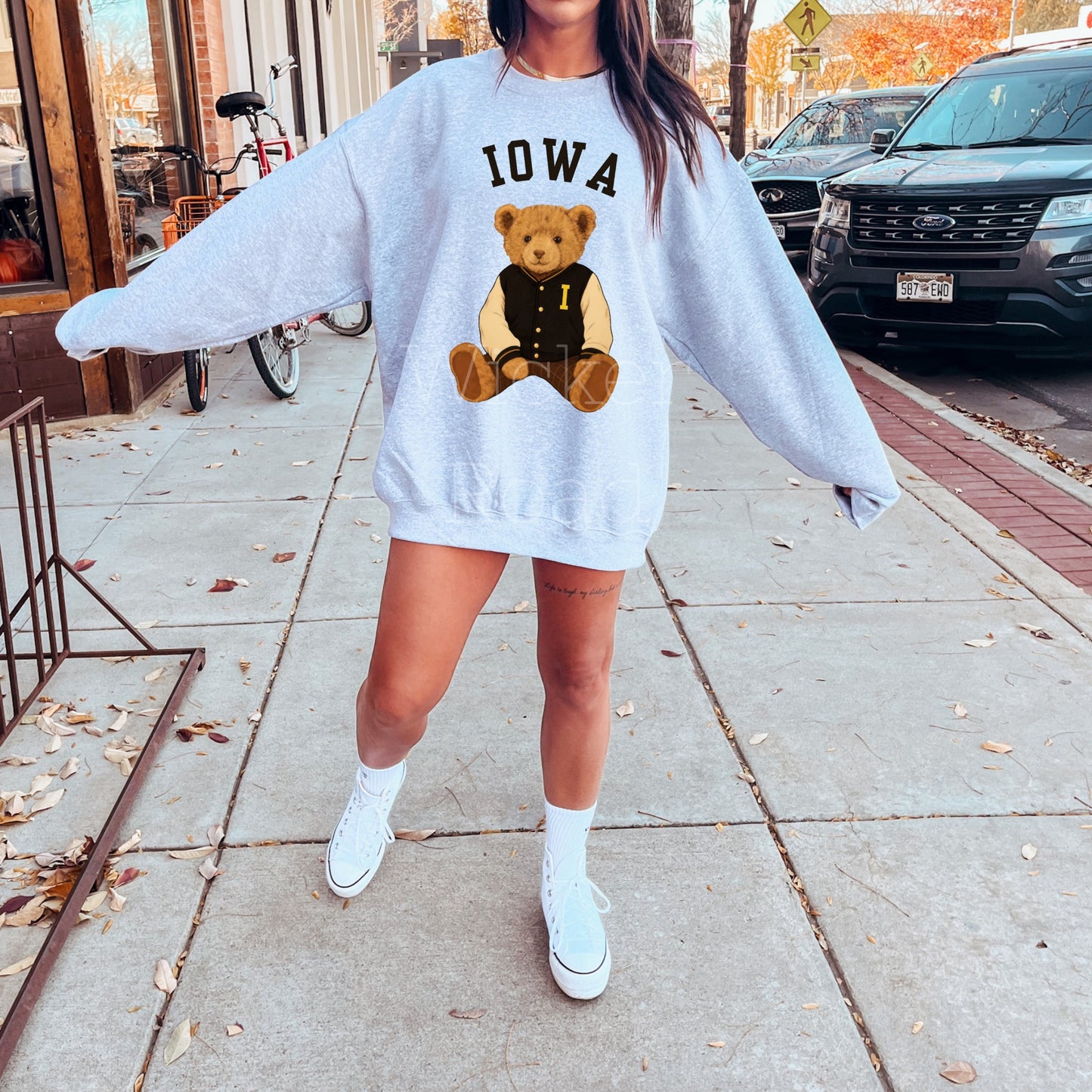 Vintage Iowa Bear -Ash Sweatshirt
