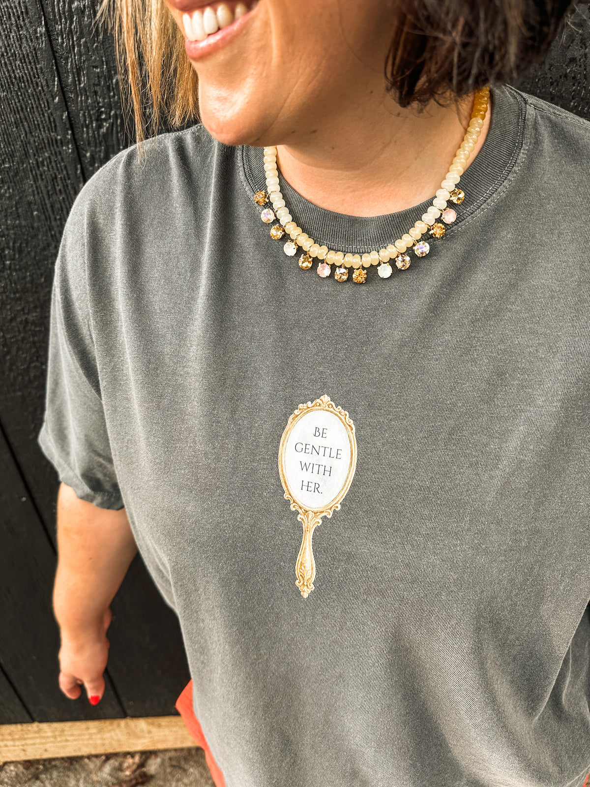 Be Gentle With Her- Pepper Crop Tee