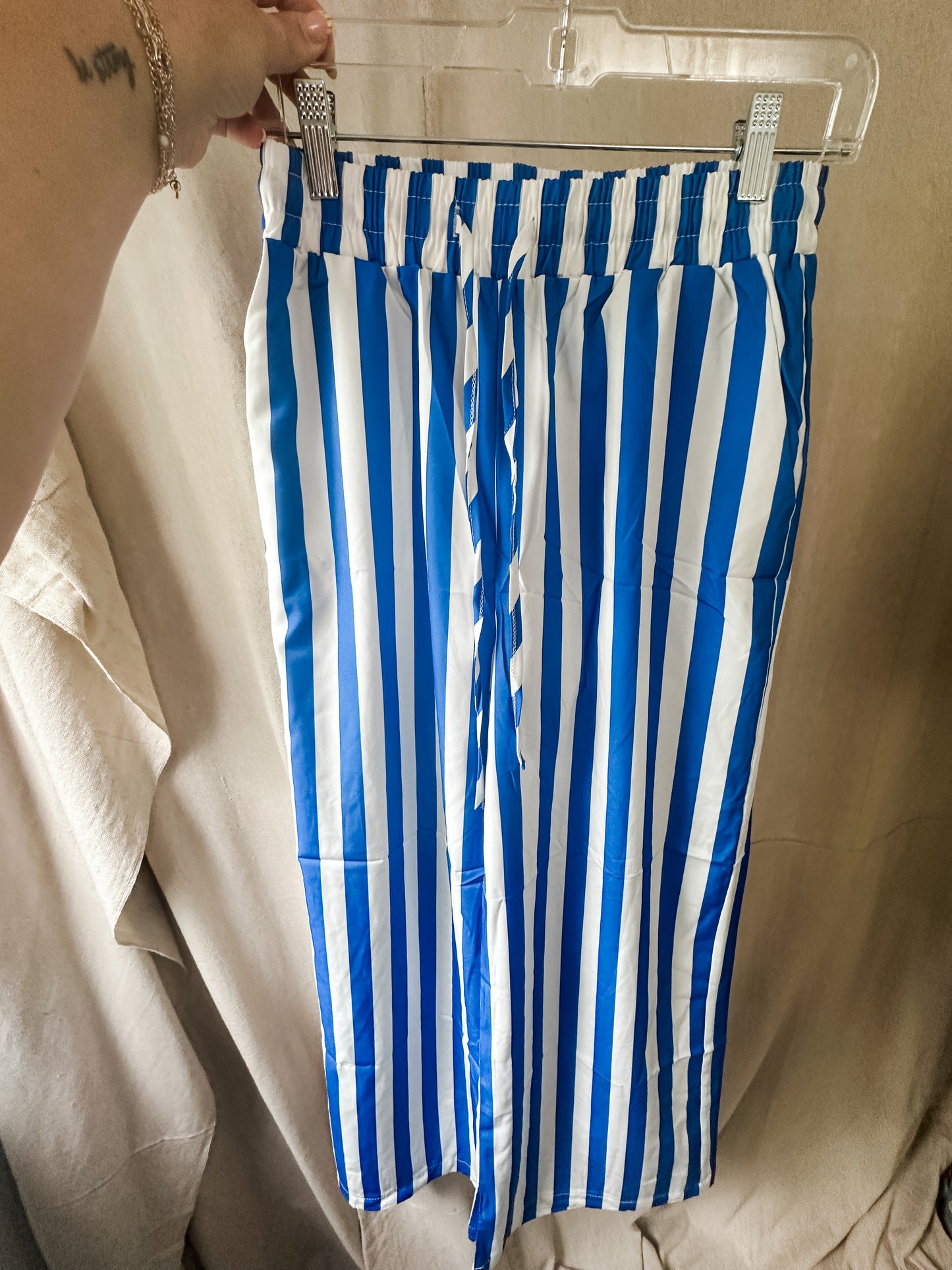 Royal Blue and White Striped Pants