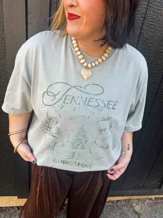 Tennessee Christmas Vintage green Tee