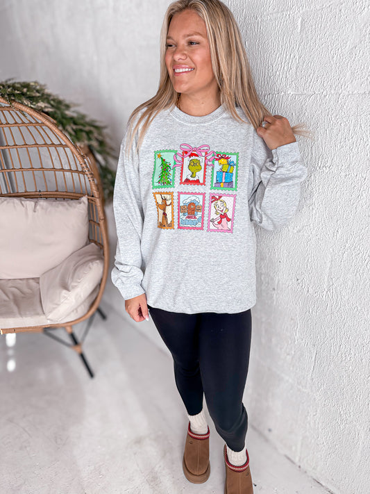 Green Man Christmas Stamp Sweatshirt