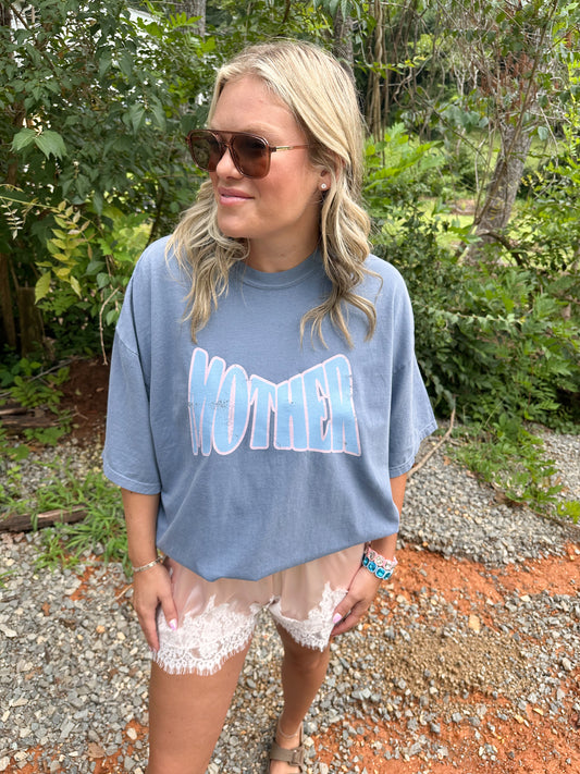 90s inspired Mother Tee- Blue