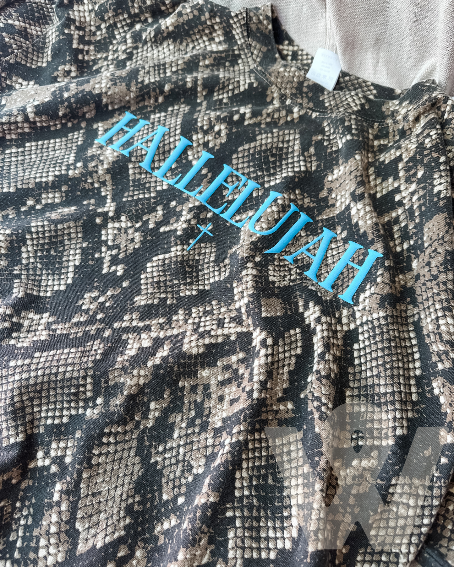 Hallelujah- Snakeskin Graphic Tee- Blue Puff print