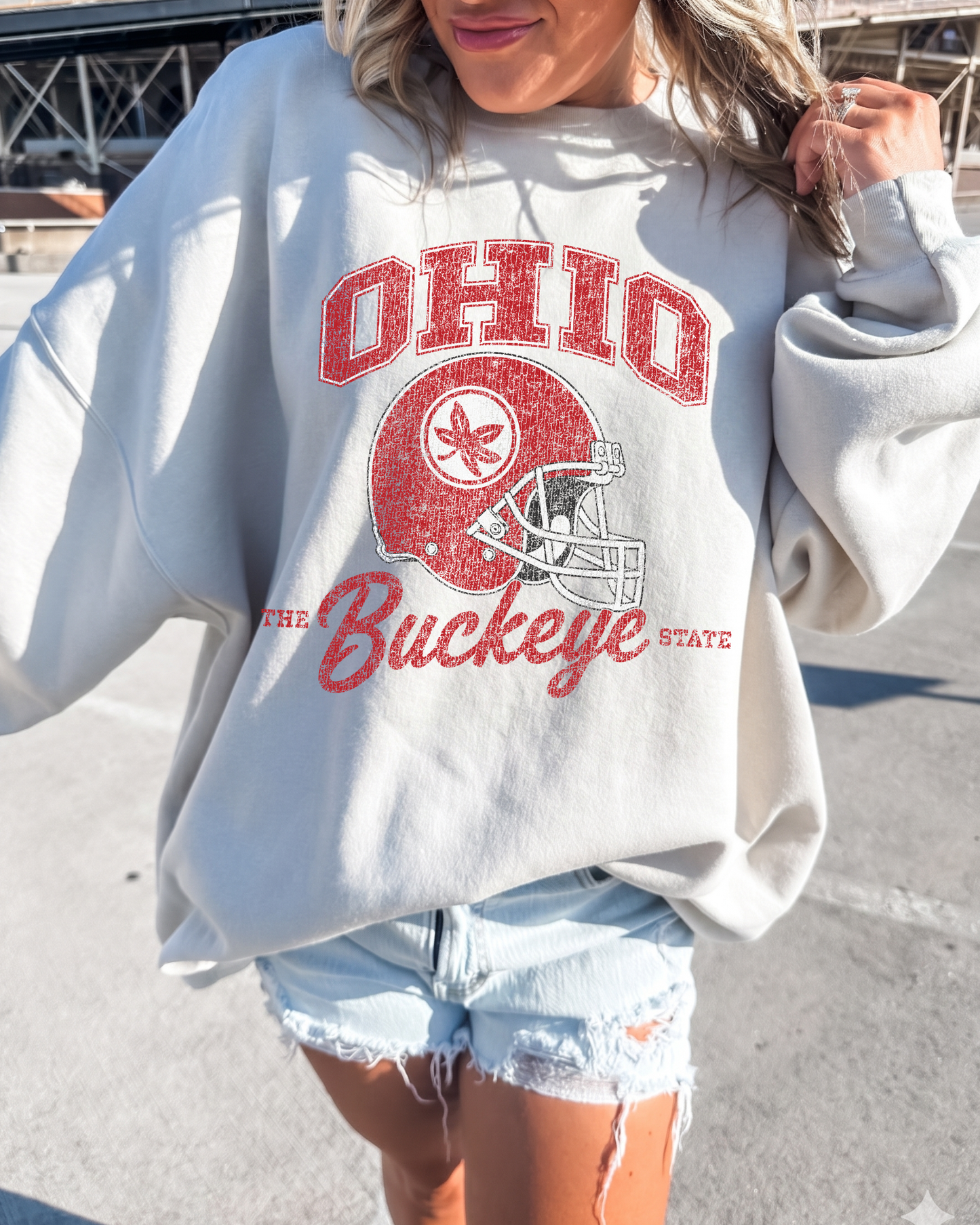 Vintage Ohio Buckeye State- Sand Sweatshirt