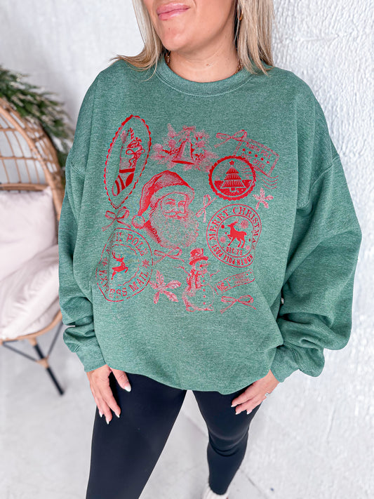 Christmas Postage Green Sweatshirt