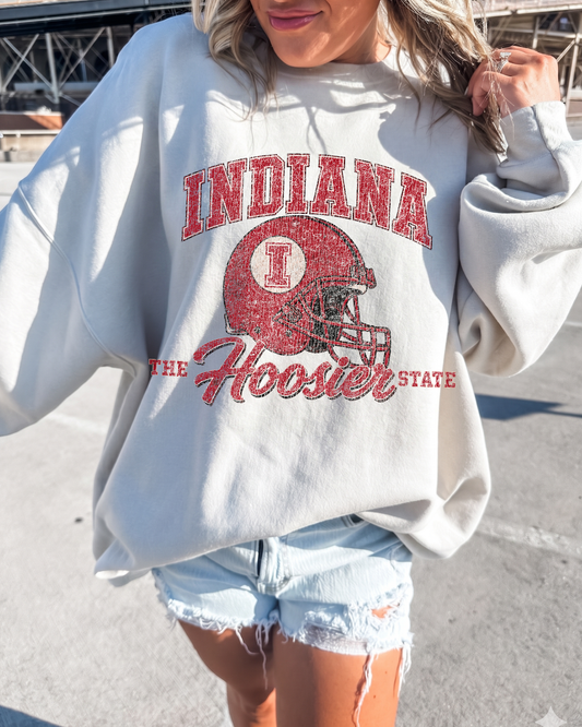 Vintage Indiana Hoosier State- Sand Sweatshirt