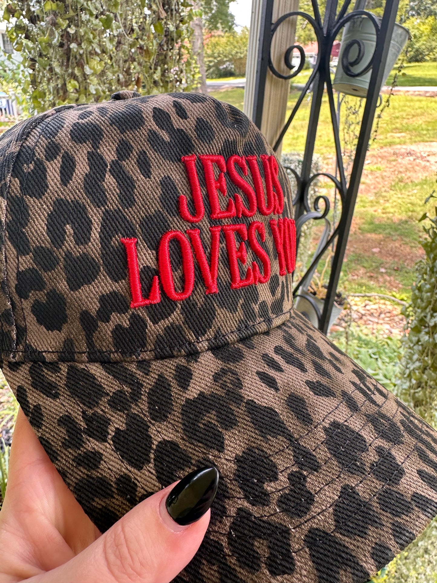 JESUS LOVES YOU leopard hat