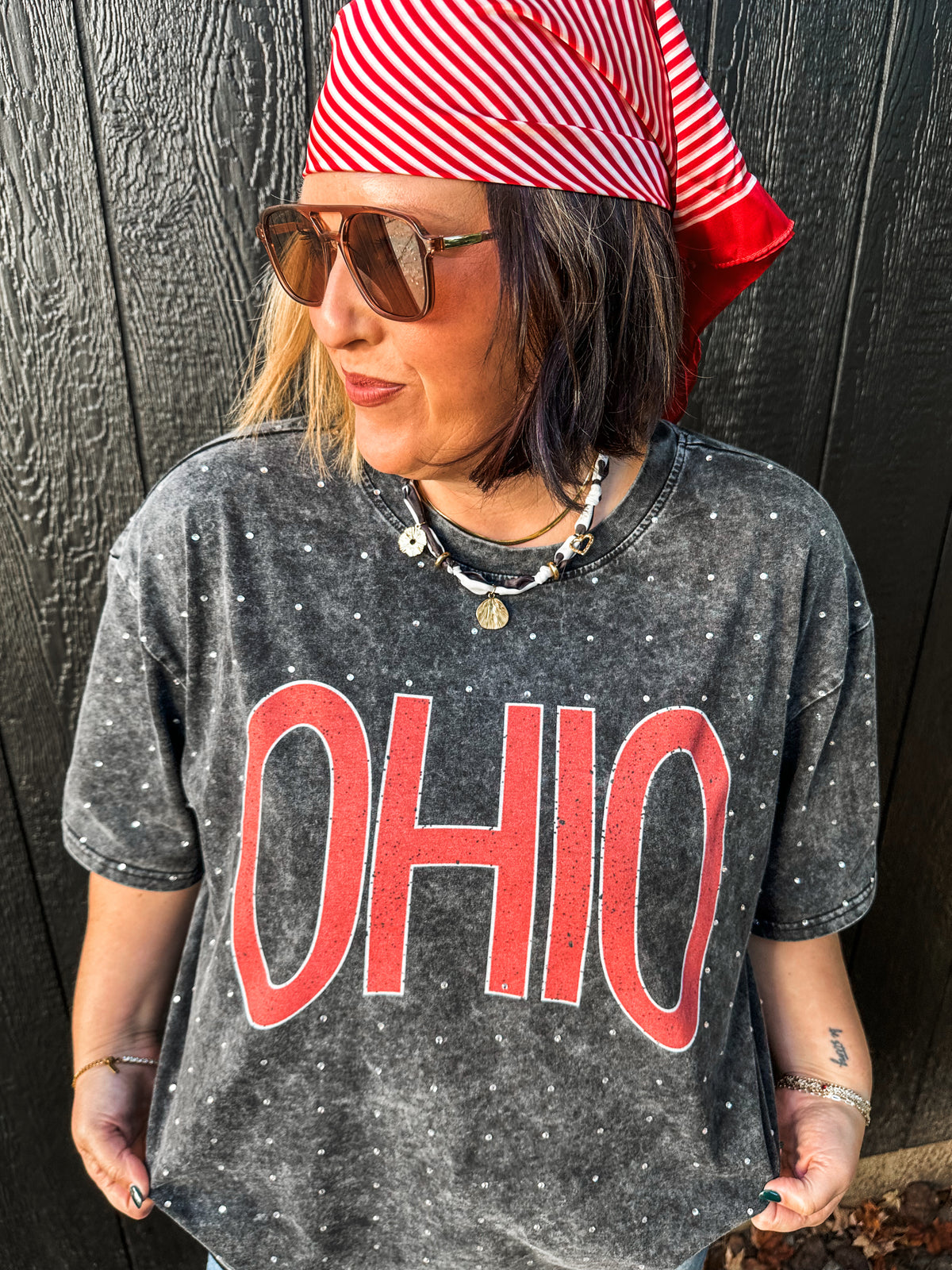 Ohio Bling Acid Washed Tee