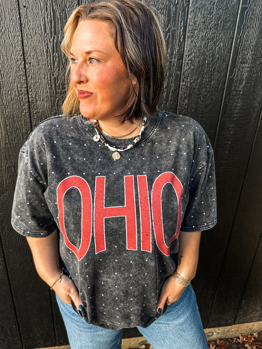 Ohio Bling Acid Washed Tee