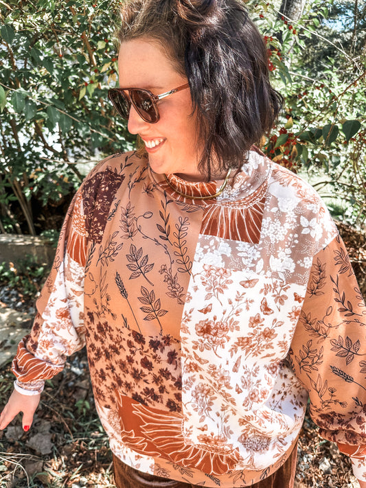 Vintage Floral Mockneck