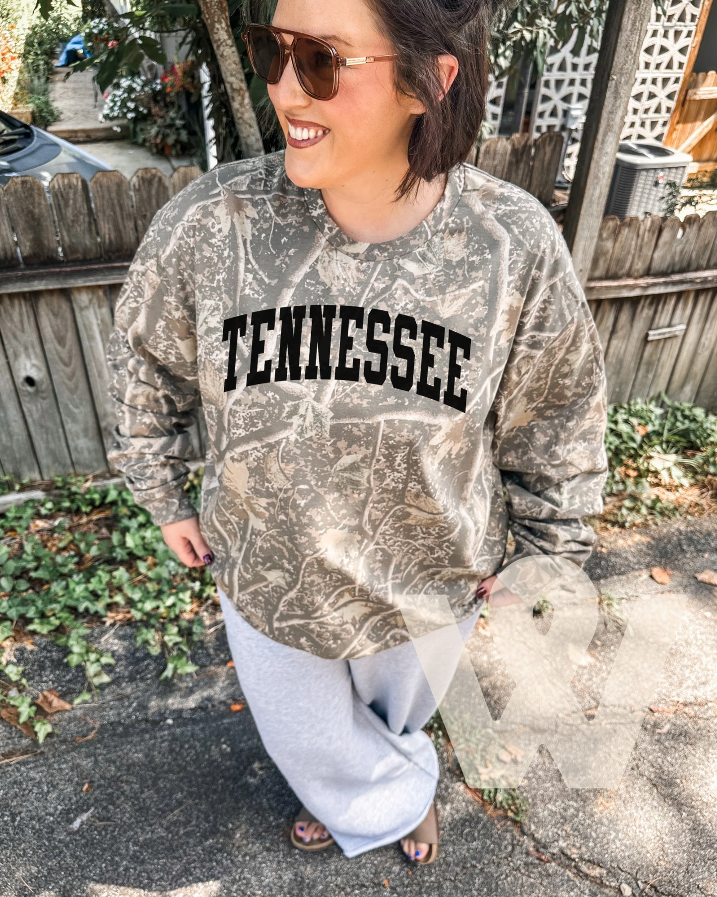 Tennessee Camo long sleeve tee- black ink