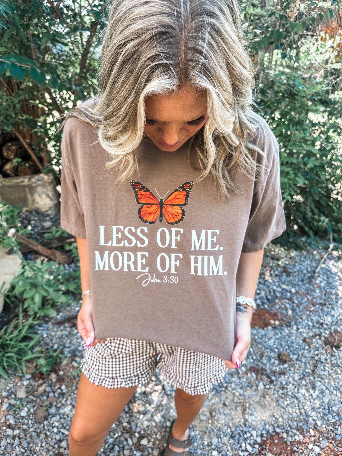 Less of Me More of Him brown Tee