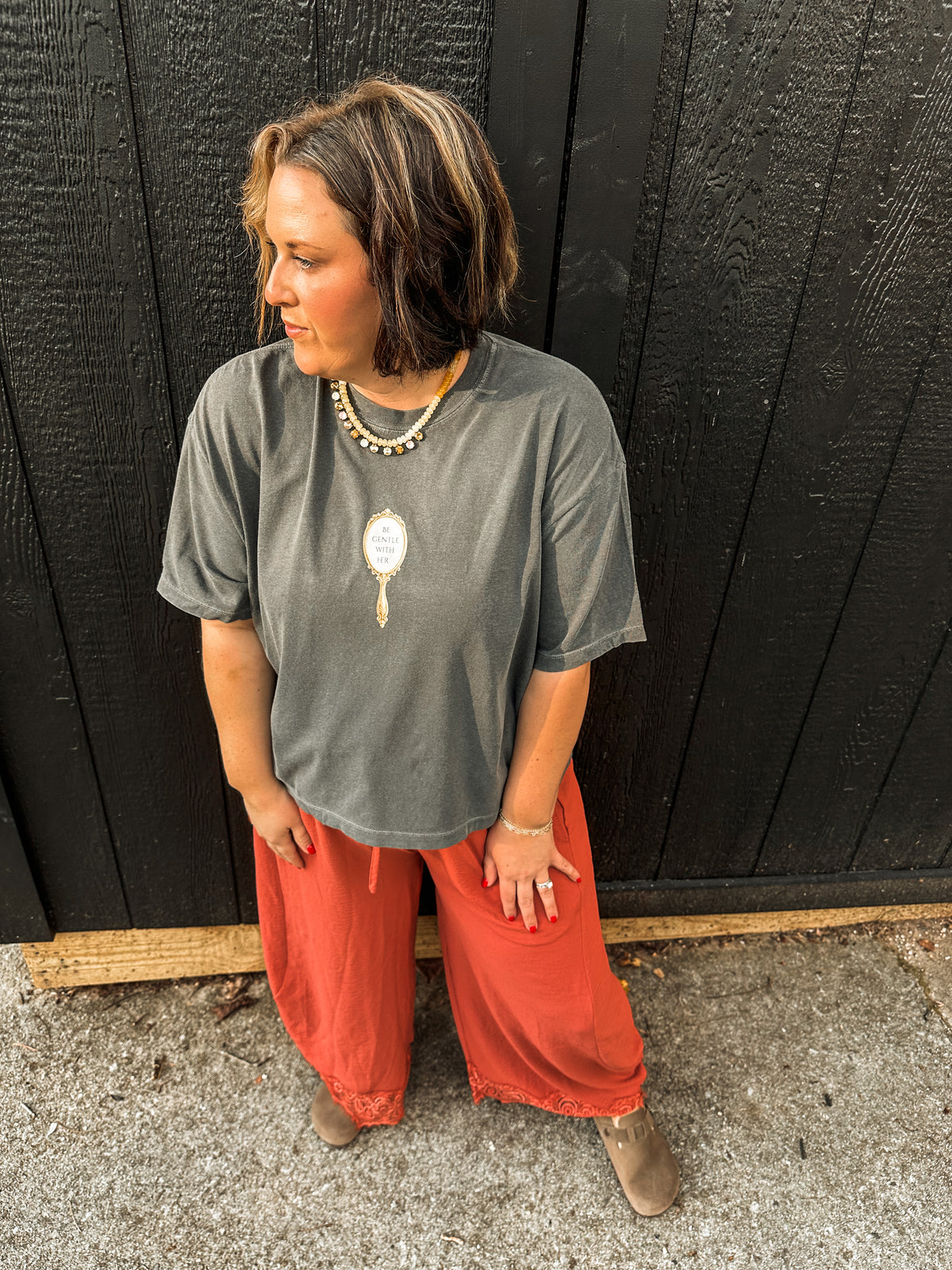 Be Gentle With Her- Pepper Crop Tee