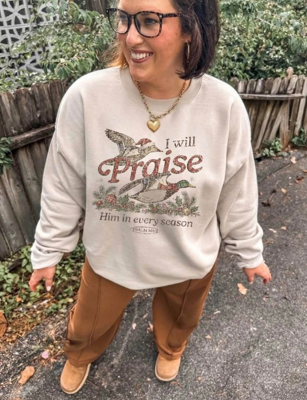 I Will Praise Him in Every Season- Christmas Sand Sweatshirt