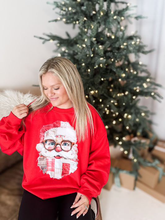 Quilted Santa Red Sweatshirt