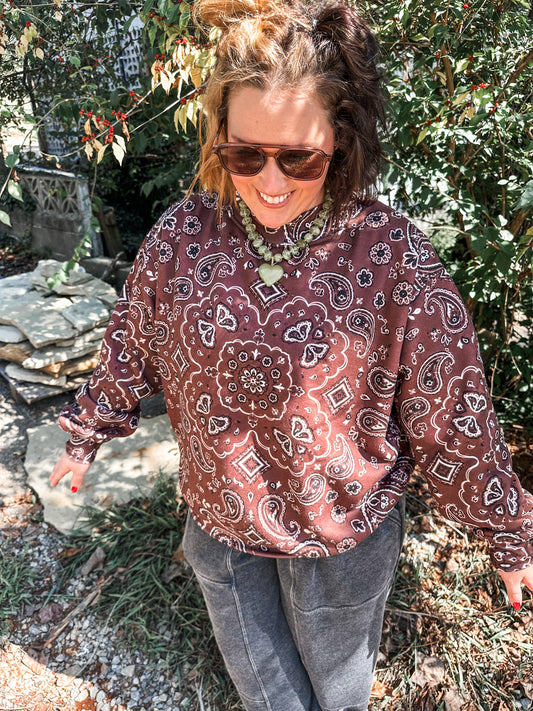 Brown Bandana Mockneck