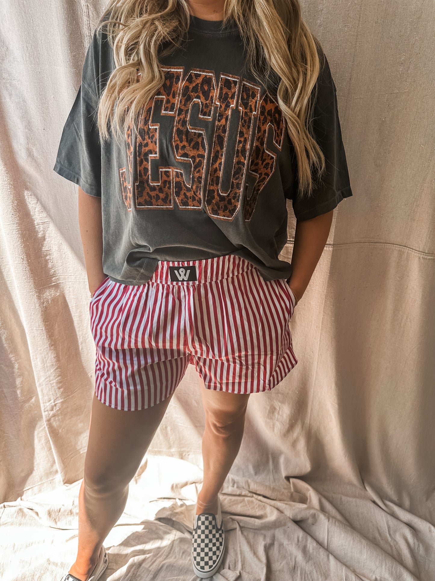 Leopard Jesus - pepper Crop Tee