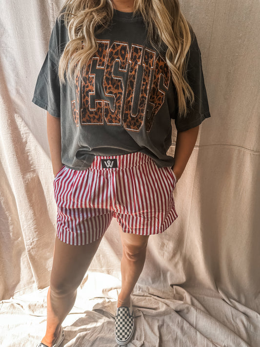 Leopard Jesus - pepper Crop Tee