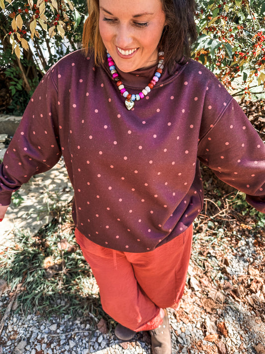Chocolate Polka Dot Mockneck