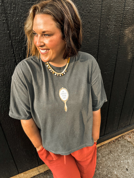 Be Gentle With Her- Pepper Crop Tee
