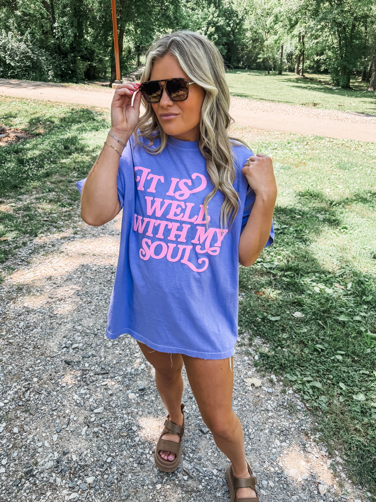It is Well With My Soul Pink Puff- Purple Tee