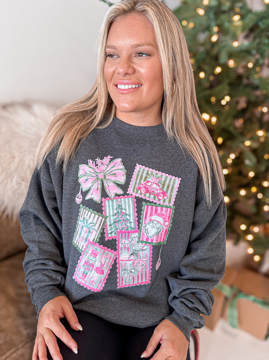 Preppy Pink Stamp Sweatshirt