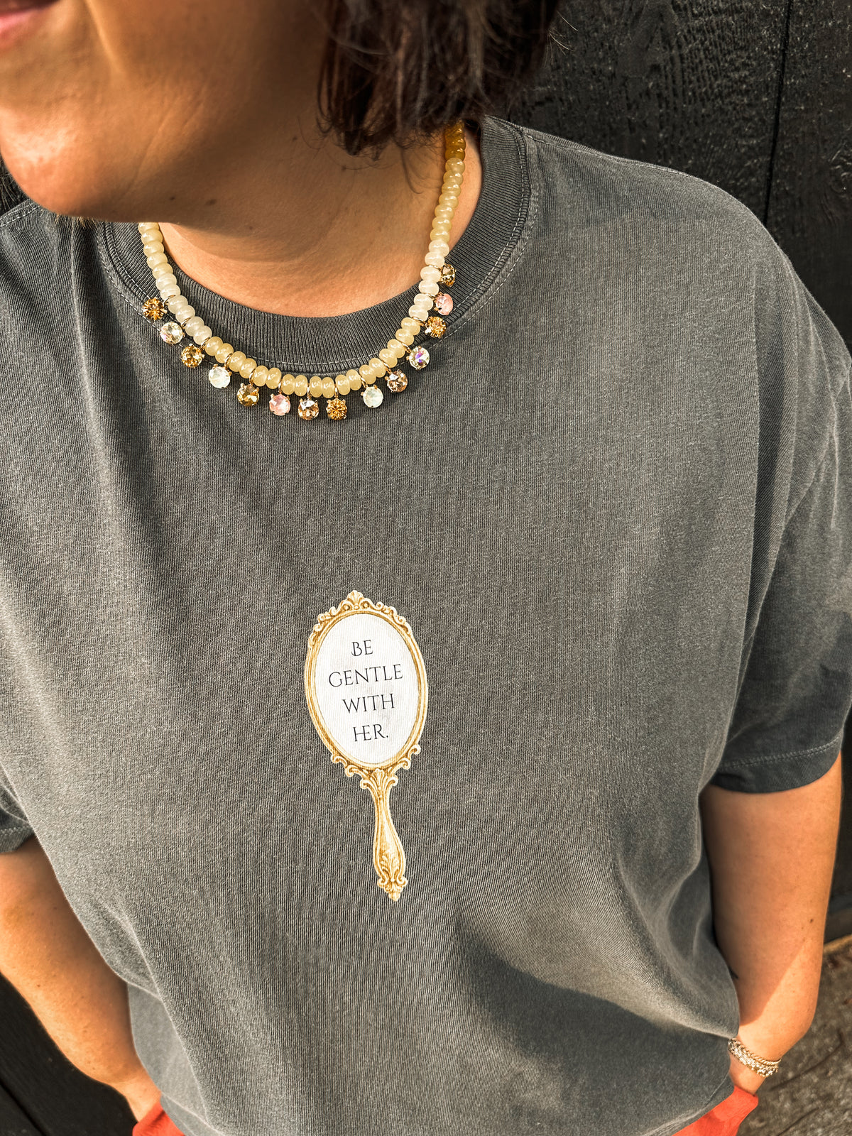 Be Gentle With Her- Pepper Crop Tee