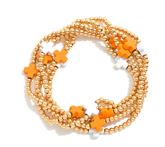ORANGE AND WHITE STRETCH BRACELETS