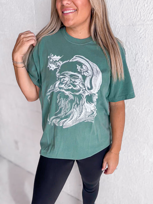 WHOLESALE Vintage Santa Green Tee